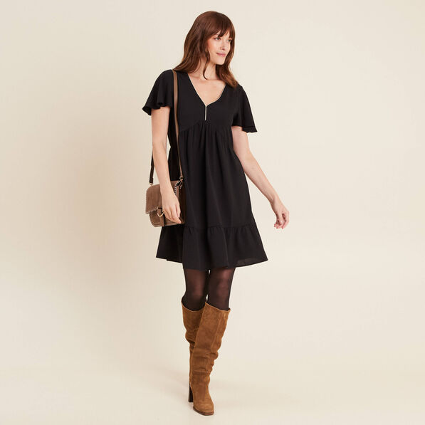 robe evasee manches courtes noir femme Robe évasée manches courtes noir femme