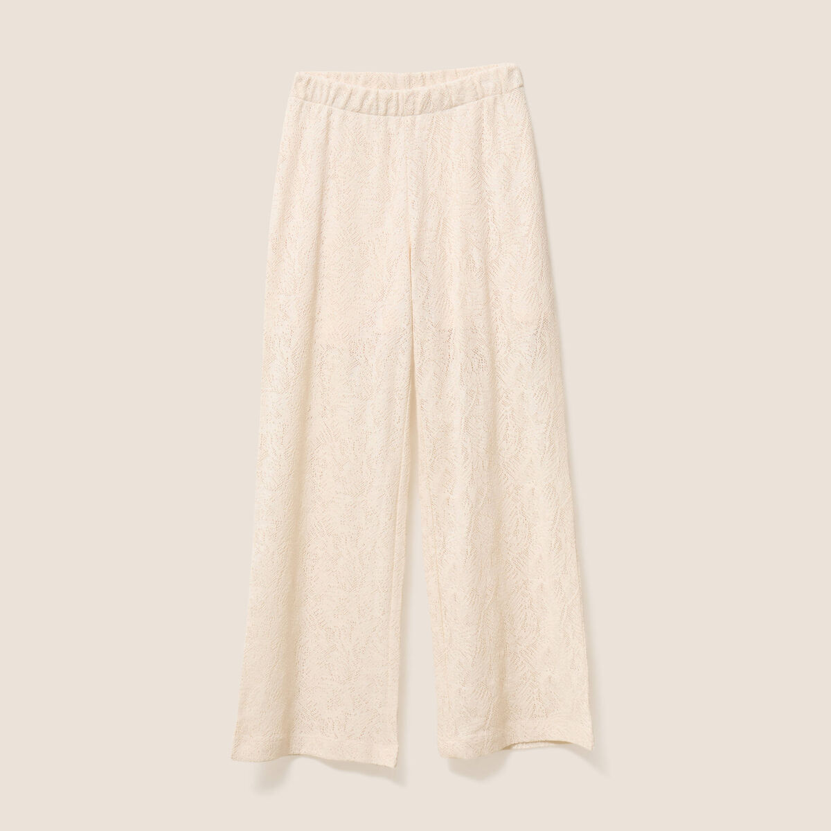 Pantalon large taille basculée ecru femme