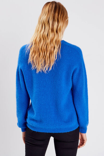 Pull manches longues bleu femme