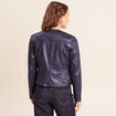 Veste droite zipp&eacute;e bleu fonc&eacute; femme