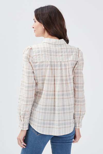 Chemise manches longues beige femme