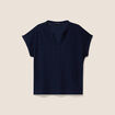 T-shirt droit manches courtes bleu marine femme