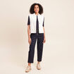Veste sans manches en jean ecru femme