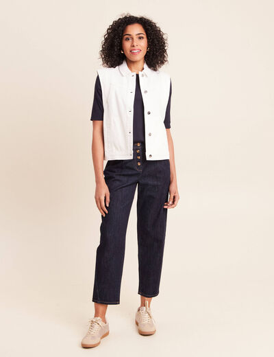 Veste sans manches en jean ecru femme