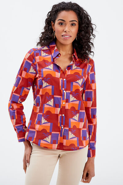Chemise manches longues bordeaux femme