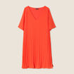 Robe droite plissée orange foncé femme