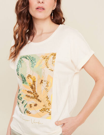T-shirt manches courtes ecru femme
