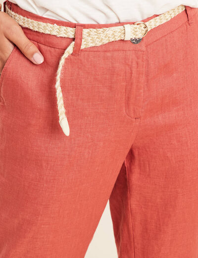 Pantalon flou ceinturé vieux rose femme