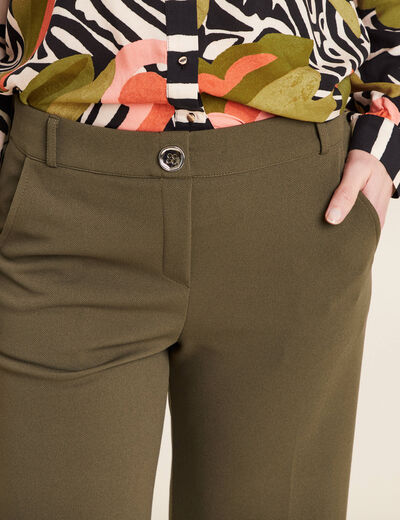 Pantalon large pinces vert kaki femme