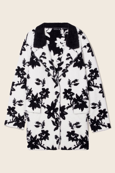 Gilet boutonné mi-long noir femme