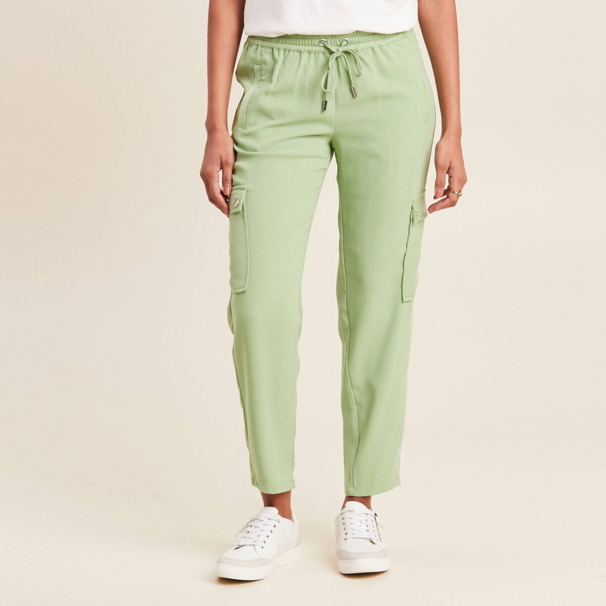 Pantalon cargo vert émeraude femme