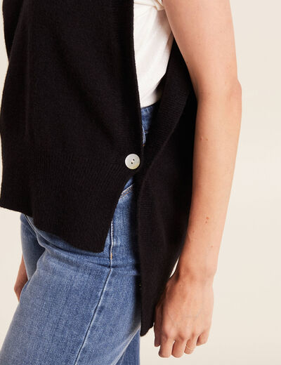 Pull sans manches noir femme