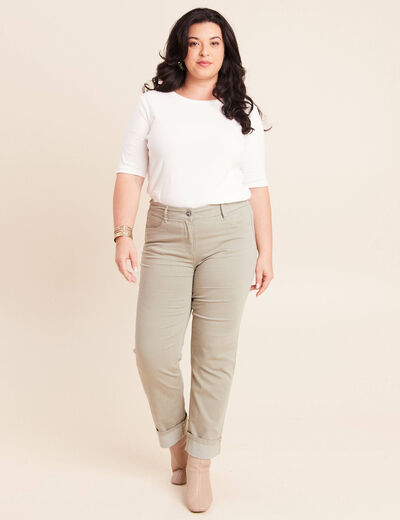 Pantalon coupe mom 7/8&egrave;me vert clair femme