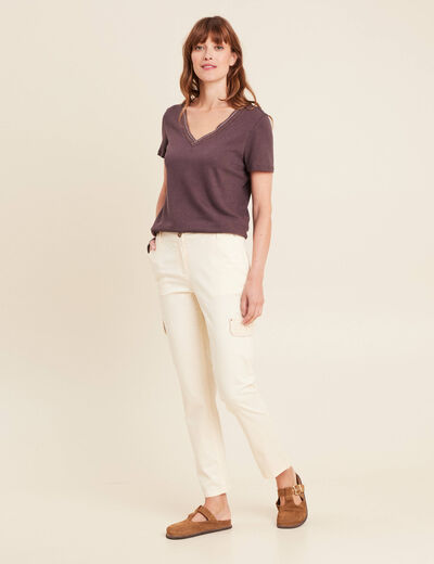 Pantalon jogpant 7/8ème ecru femme