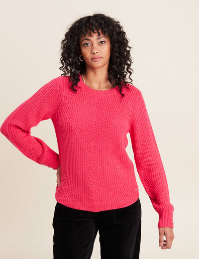 Pull manches longues rose framboise femme