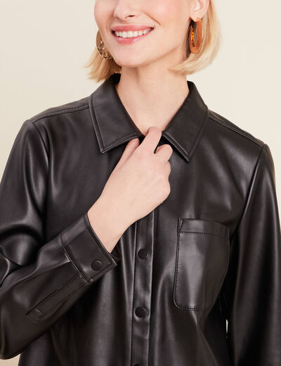 Chemise simili cuir noir femme
