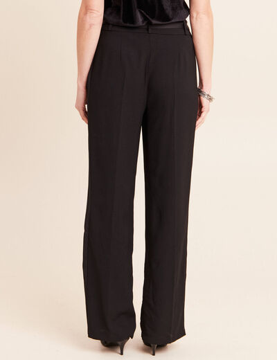 Pantalon satin&eacute; coupe droite noir femme