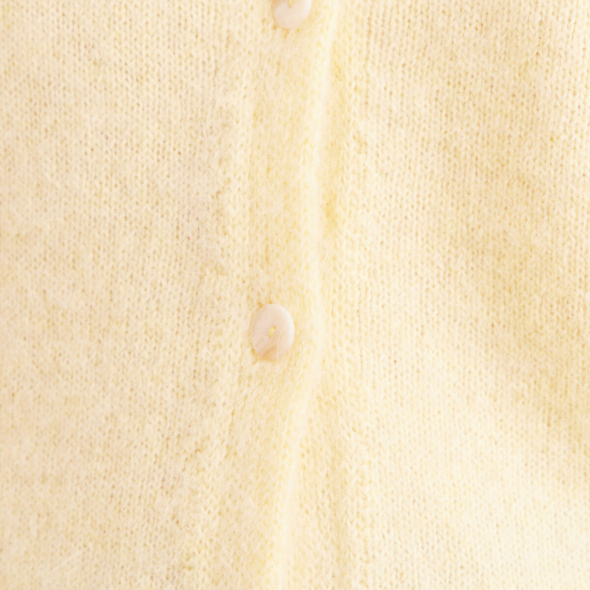 Gilet manches longues col rond jaune pastel femme