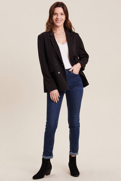 Veste tailleur ajustée noir femme
