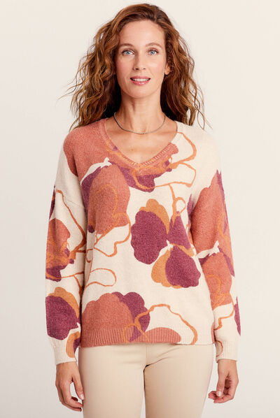 Pull manches longues blanc femme