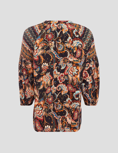 Blouse manches 3/4 bleu foncé femme