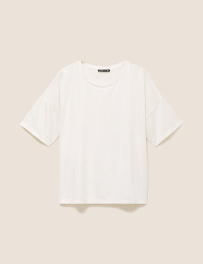 T-shirt manches coudes brillant ecru femme