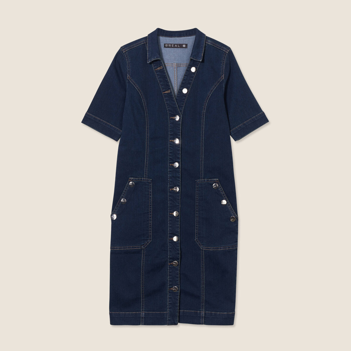 Robe droite en jean denim brut femme
