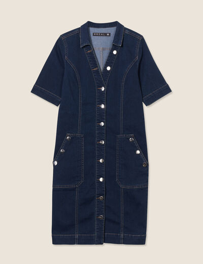 Robe droite en jean denim brut femme