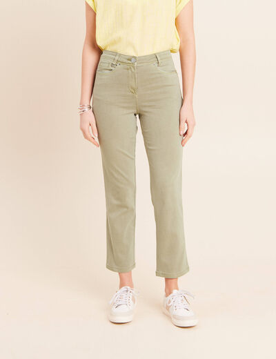 Jean coupe droite 7/8&egrave;me vert clair femme