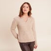 Pull col tunisien manches longues beige femme