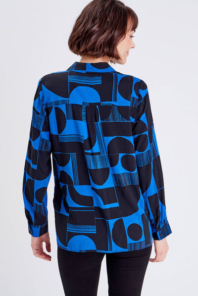 Chemise manches longues bleu electrique femme