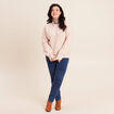 Pull col rond manches longues &agrave; sequins rose poudr&eacute;e femme