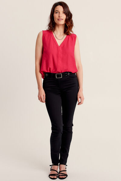 Blouse sans manches rose fushia femme