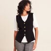 Gilet droit mi-long sans manches noir femme