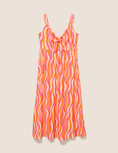Robe longue &eacute;vas&eacute;e &agrave; fines bretelles orange femme