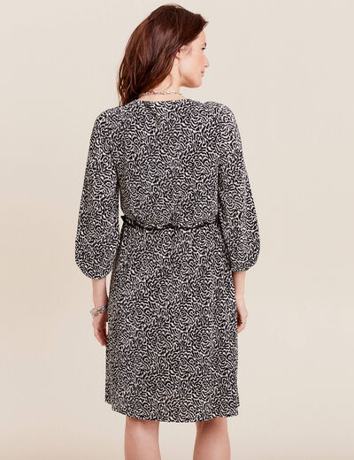 Robe évasée plissée noir femme