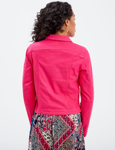 Veste droite boutonnée rose framboise femme