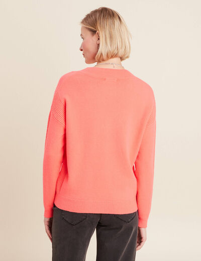 Pull manches longues rose vif femme