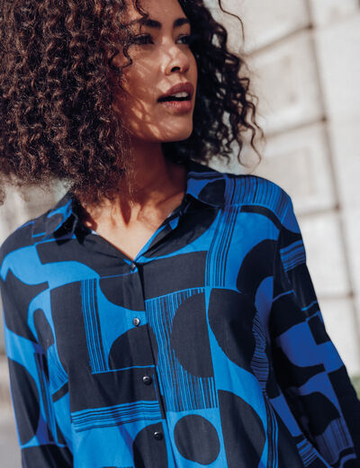 Chemise manches longues bleu electrique femme