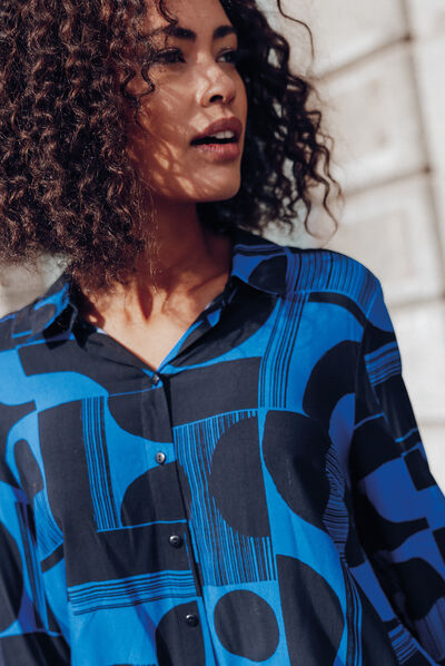 Chemise manches longues bleu electrique femme