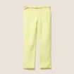 Pantalon coupe chino en lin ceintur&eacute; jaune clair femme