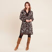 Robe fluide col v manches longues noir femme