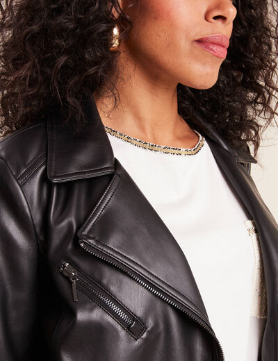 Veste cintrée simili cuir noir femme