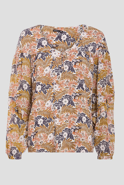 Blouse manches longues ecru femme