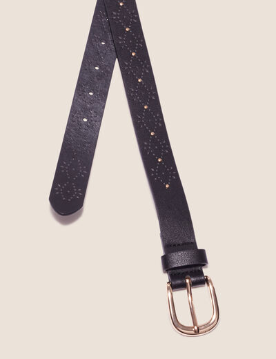 Ceinture perforée et cloutée noir femme