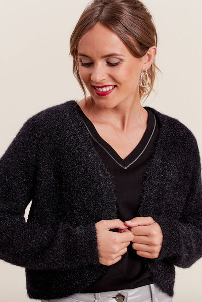 Gilet manches longues noir femme