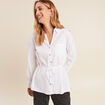 Tunique droite longue col chemise blanc femme