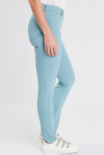 Pantalon léger taille standard long bleu canard femme
