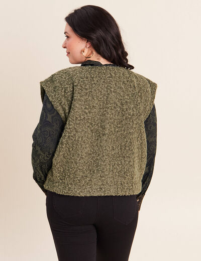 Gilet ample sans manches vert kaki femme