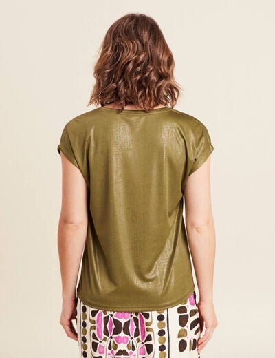 T-shirt manches courtes vert kaki femme